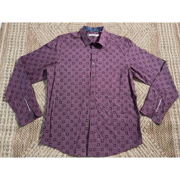 Ben Sherman maroon 100% cotton long sleeve button up Size Large office casual - Picture 1 of 9